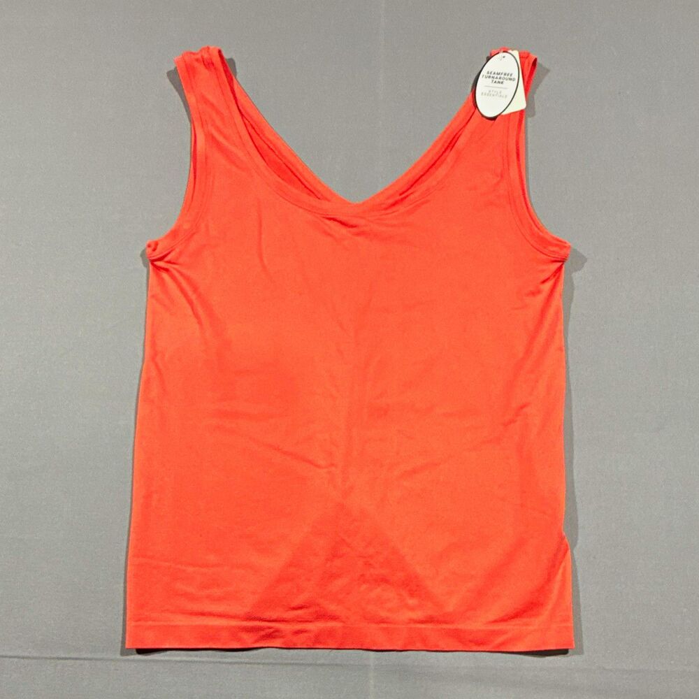Soma Womens XXL Coral V-Neck Sleeveless Seamless Stretch Knit Tank Top